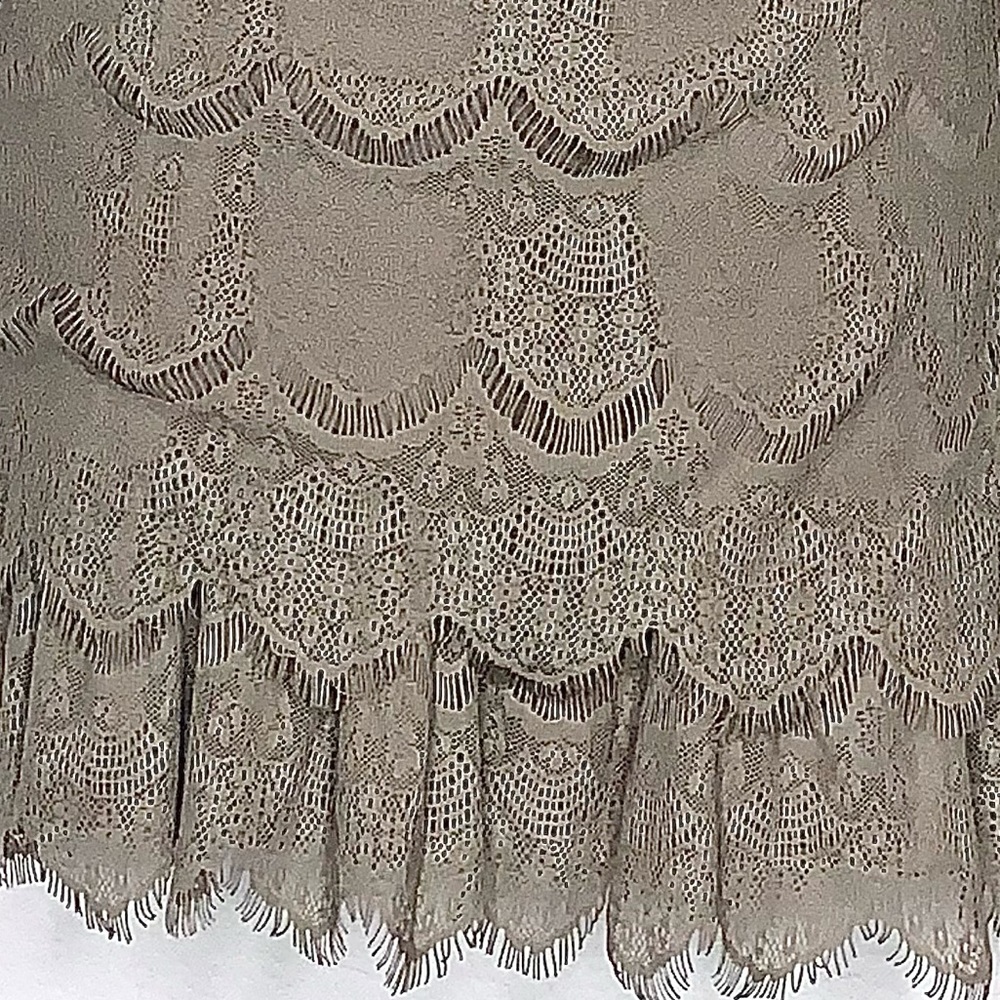 Style & Co Lace Overlay Ruffle Hem Long Sleeve Mini Dress Tan S Cocktail Party - Picture 9 of 15